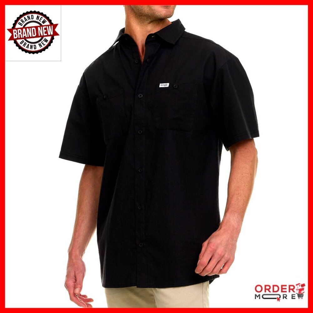 Big & Tall Short Sleeve Button Down Shirt, Chambray Cotton Casual Wear